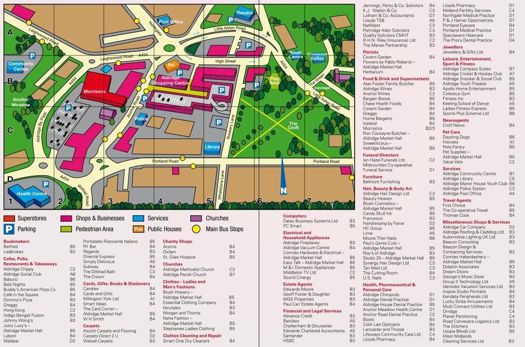 map of aldridge town centre with all shops and local businesses
