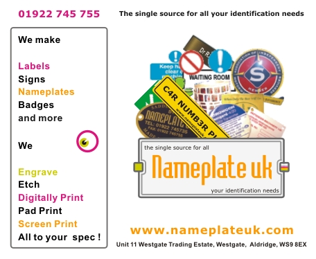 Nameplate Uk for all your signage needs, please click here