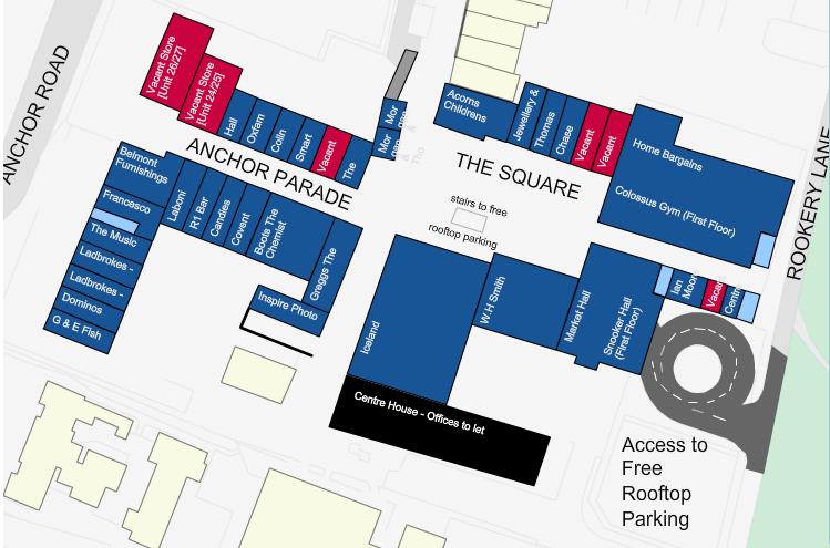 Aldridge shopping centre map of retail units in Walsall west midlands 